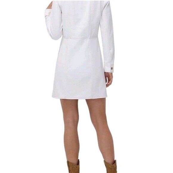 Frye White Denim Button Up Western Mini Dress Cowgirl Americana Size Medium NWOT - Picture 4 of 13